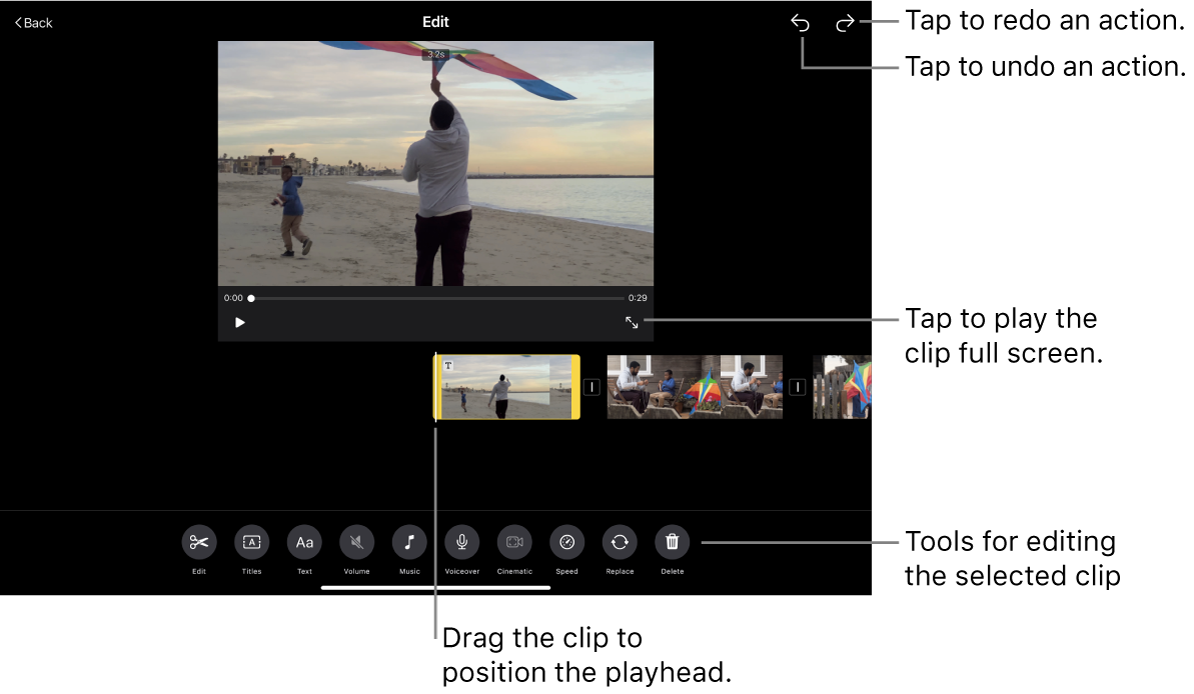 Edit clips in Magic Movies and storyboard projects in iMovie on ...