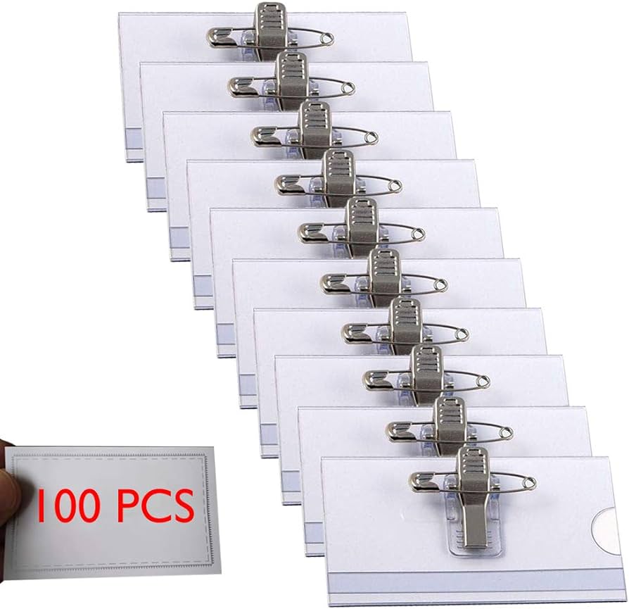 Officegear Name Badges (pack Of 110), Name Badge Holders With Clip And 