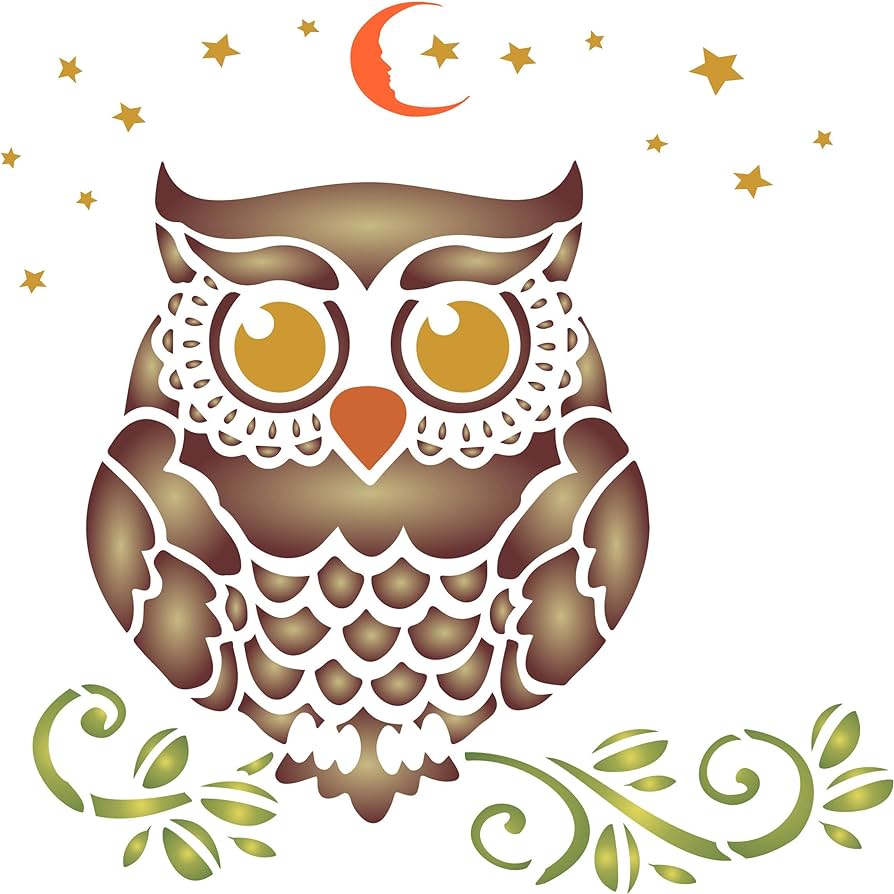 Owl Stencil Decorative Nocturnal Animals Animals DIY Birds L - Clip Art