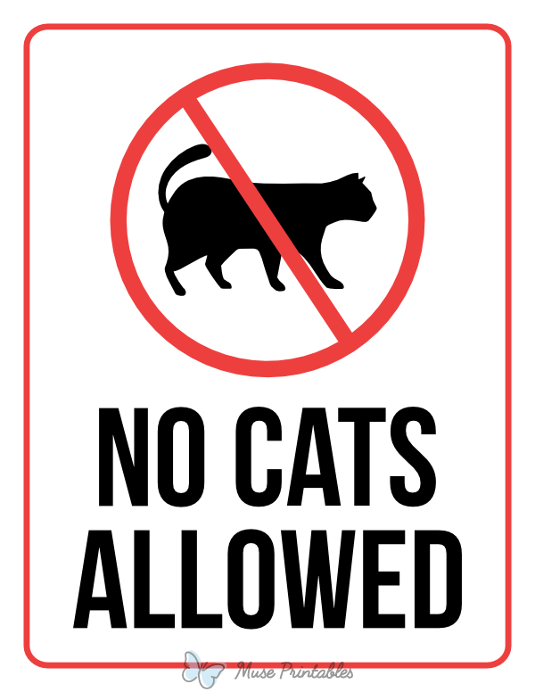 Printable No Cats Allowed Sign - Clip Art Library