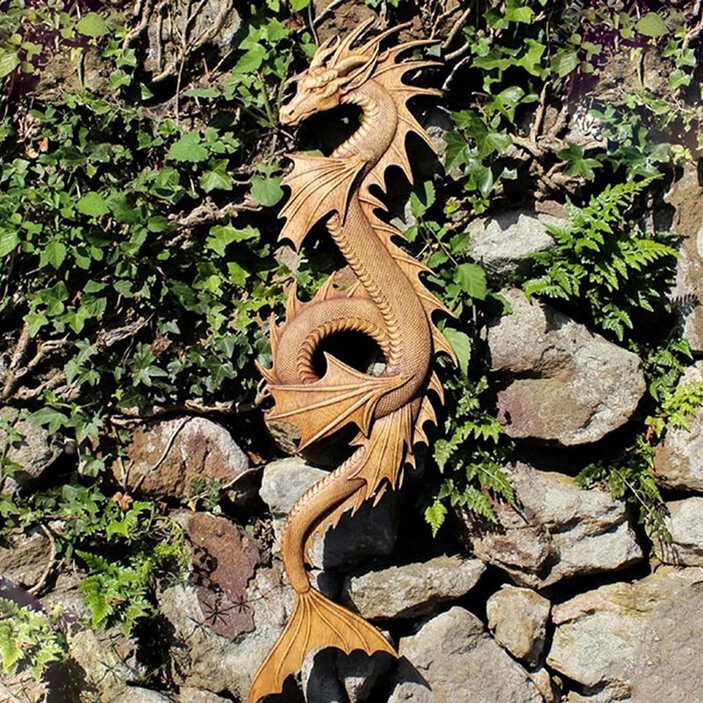 Dragon Statue Wall Decor, Wooden Carving Dragon Art, Creative ...