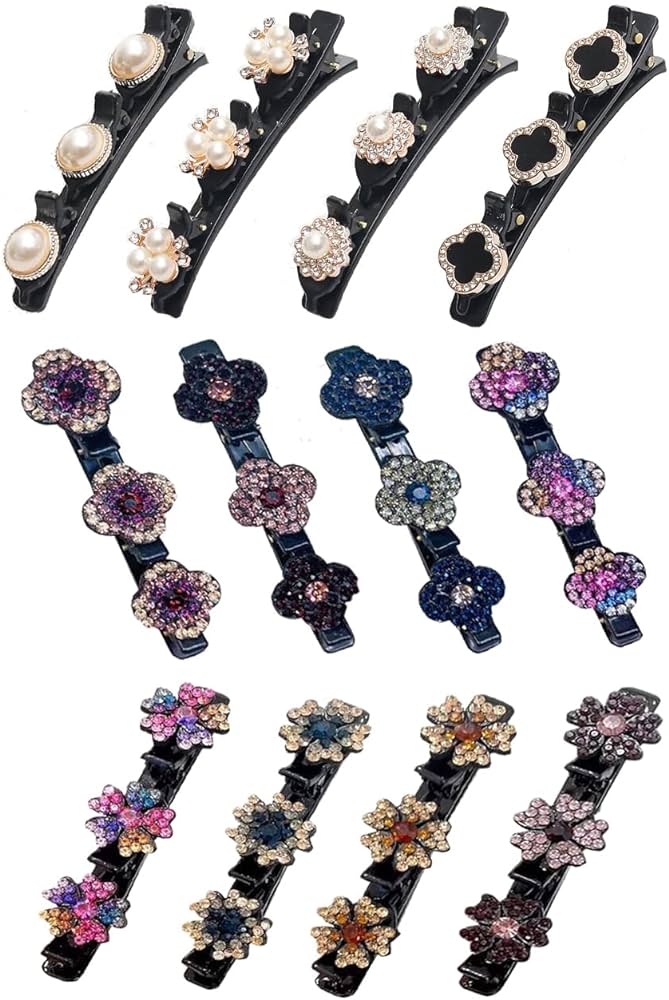 Pack of 12 Hummingbird Hair Clips with 3 Clips, Clover Rhinestone Hair ...