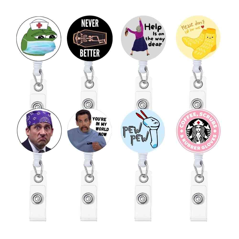 Amazon.com : 8pc Funny Badge Reel Holder Retractable with ID Clip ...