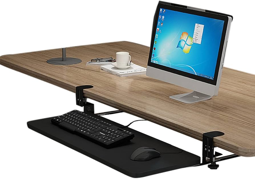 CALASK Desktop Keyboard Tray with Mouse Pad, Extendable 68 x 30 cm ...