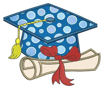 Graduation Cap Applique with diploma Machine Embroidery Digitized ...