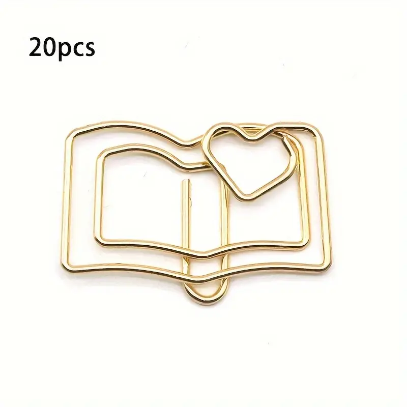 20pcs Book Shape Paper Clip Creative Pin Metal Multi-word Clip Memo ...