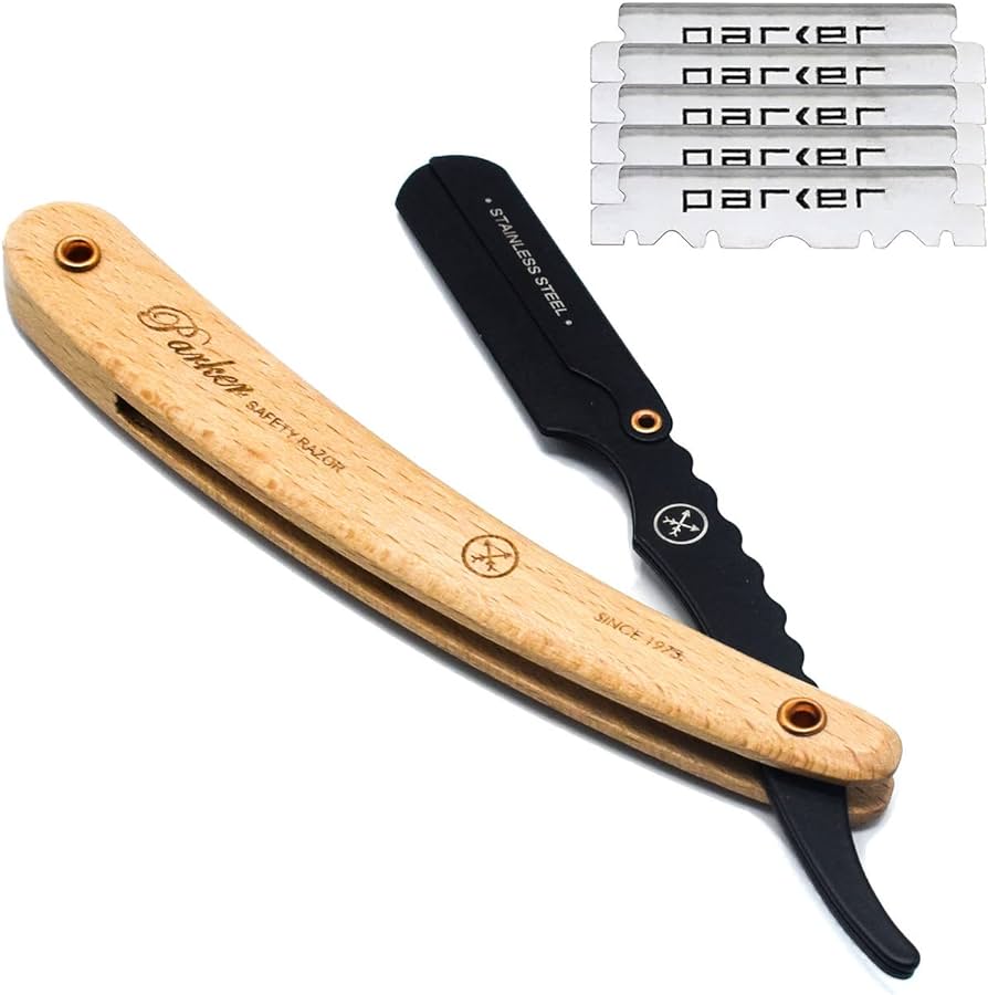 Parker SRP Pine Handle & Stainless Steel Arm Clip Type Straight Barber ...