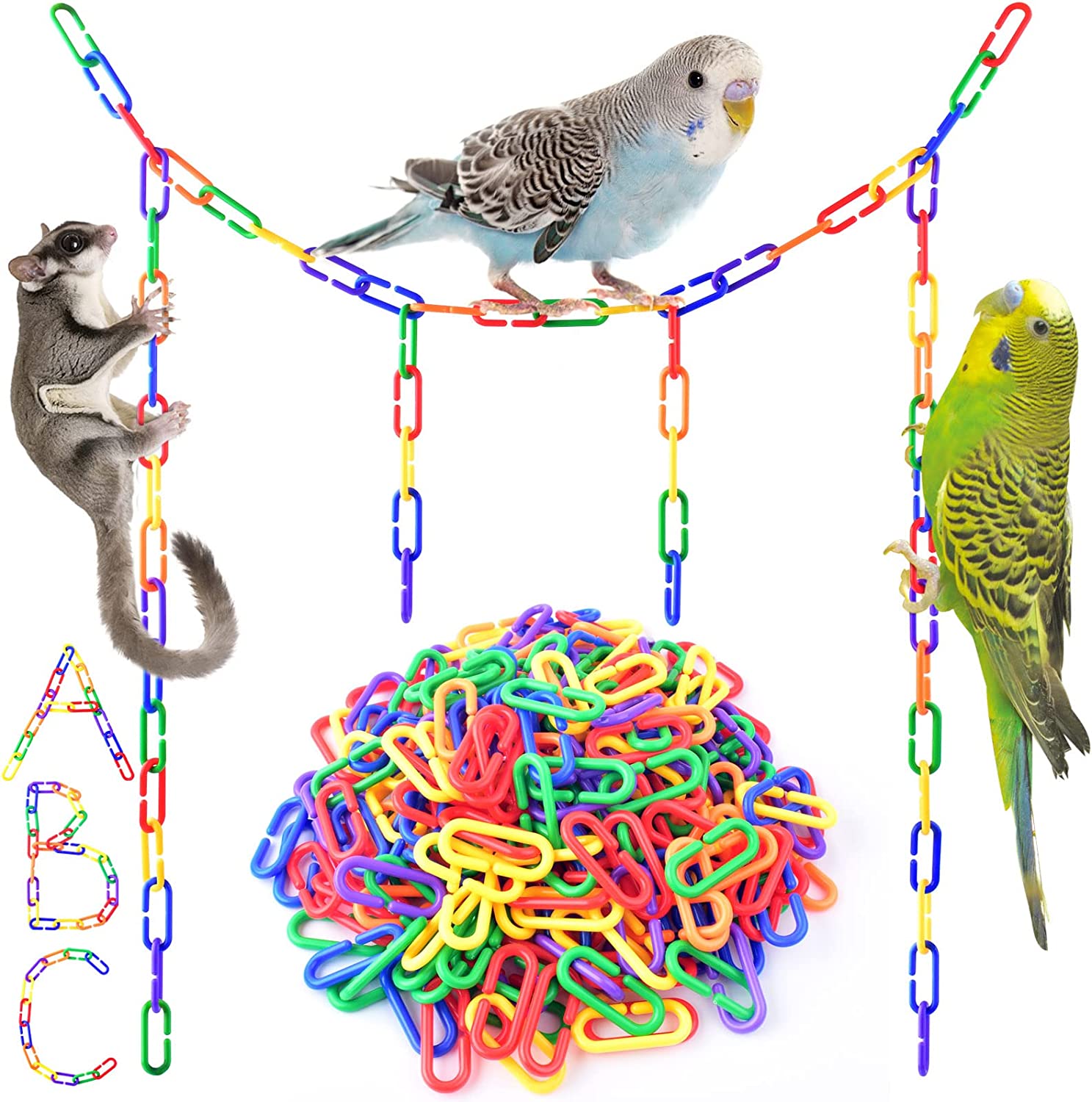 nipocaio 560 Plastic Linked Birds, Mixed Color Rainbow DIY C-Shaped ...