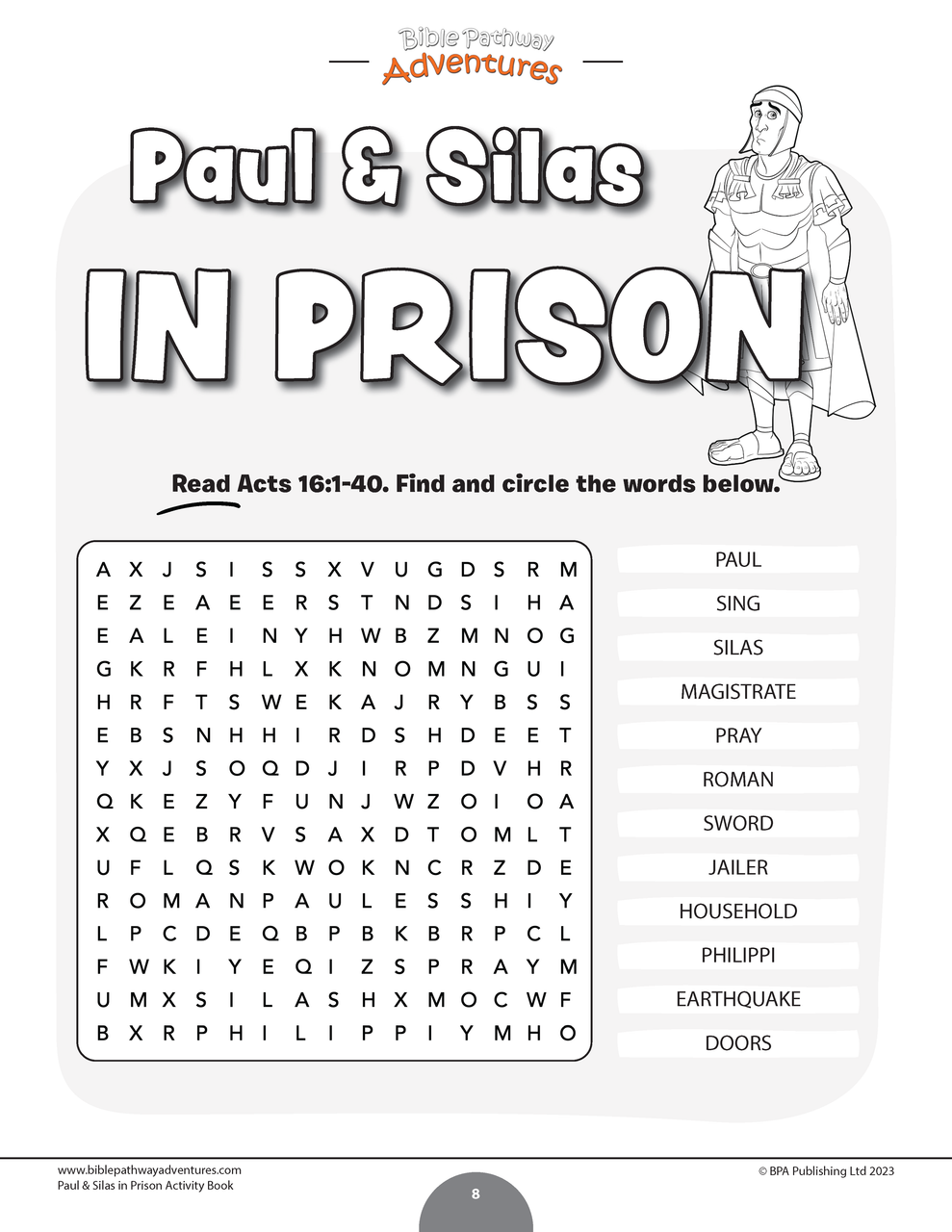 Miracles of the Bible: Paul & Silas in Prison Activity Book - Clip Art ...