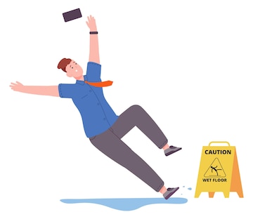 Premium Vector | Young man slipping on wet floor person falling ...