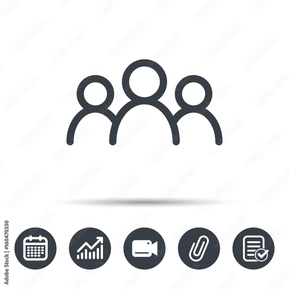 People icon. Group of humans sign. Team work symbol. Calendar ...