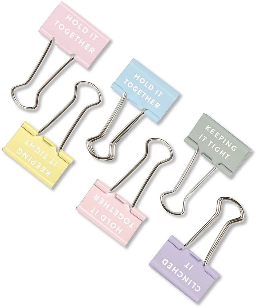 JAM Binder Clips w/ Assorted Pastel Phrases, 1.25 in, 6/count ...