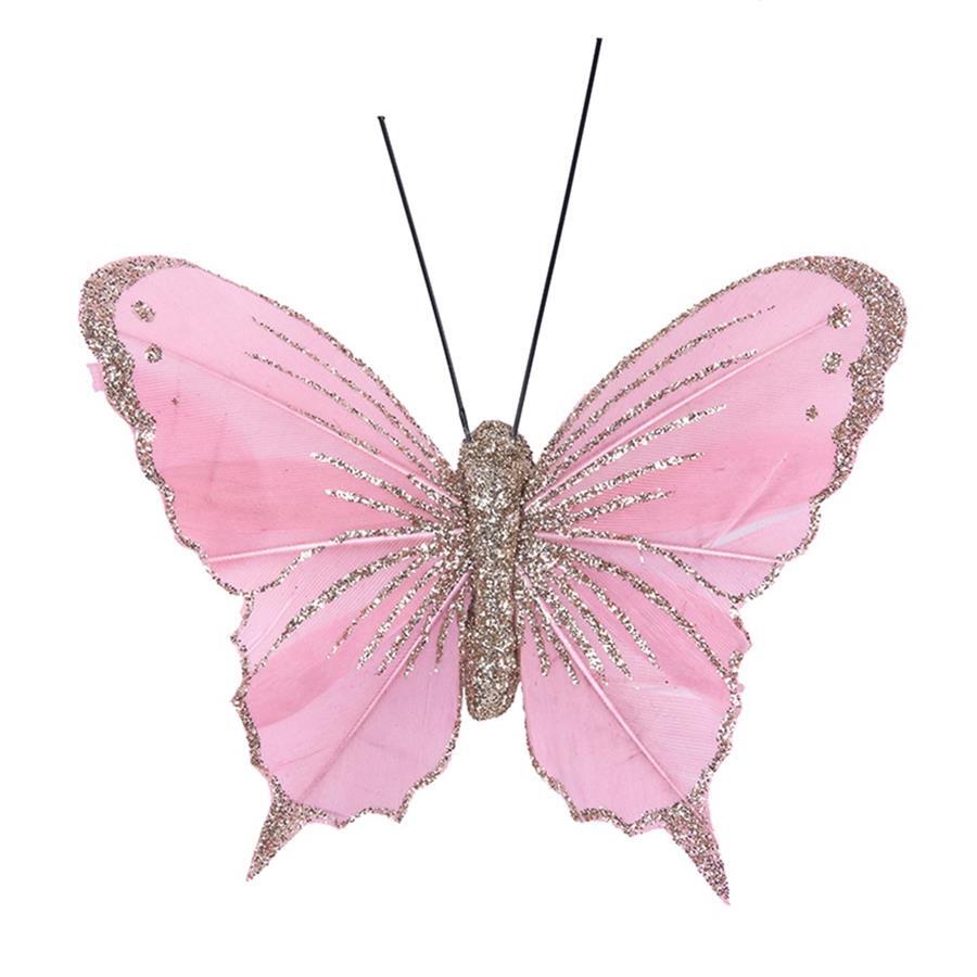 Butterfly Clip Pink With Glitter 100mm - Clip Art Library