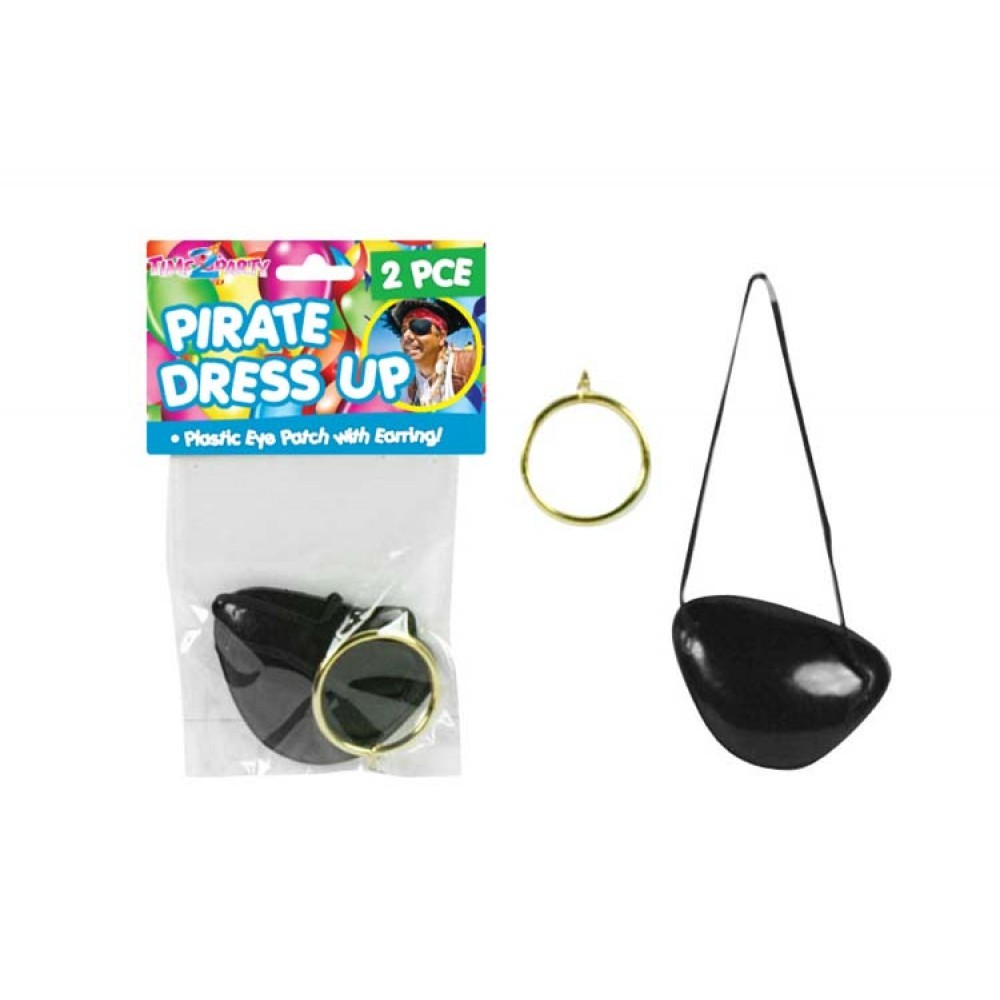 1pce Dress Up Pirate Eye Patch with Gold Clip On Earring Kids Party ...