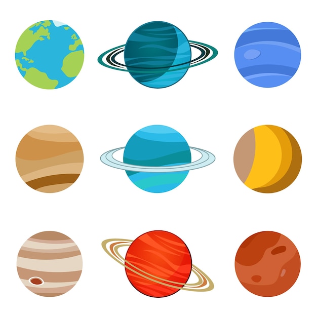 Premium Vector | Cute solar system clipart planets clip art set ...