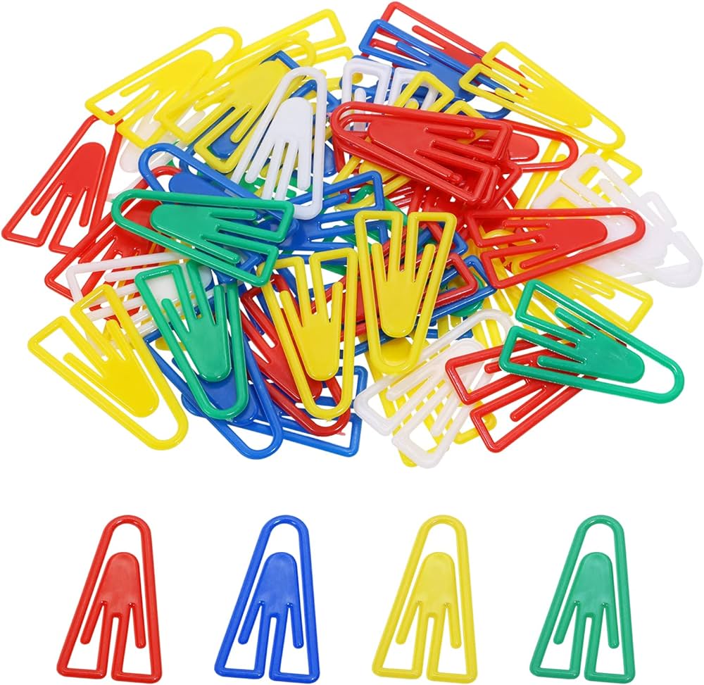 Tupalizy 50 Pcs Plastic Paper Clips Bookmarks Smooth Color Paper Clip ...