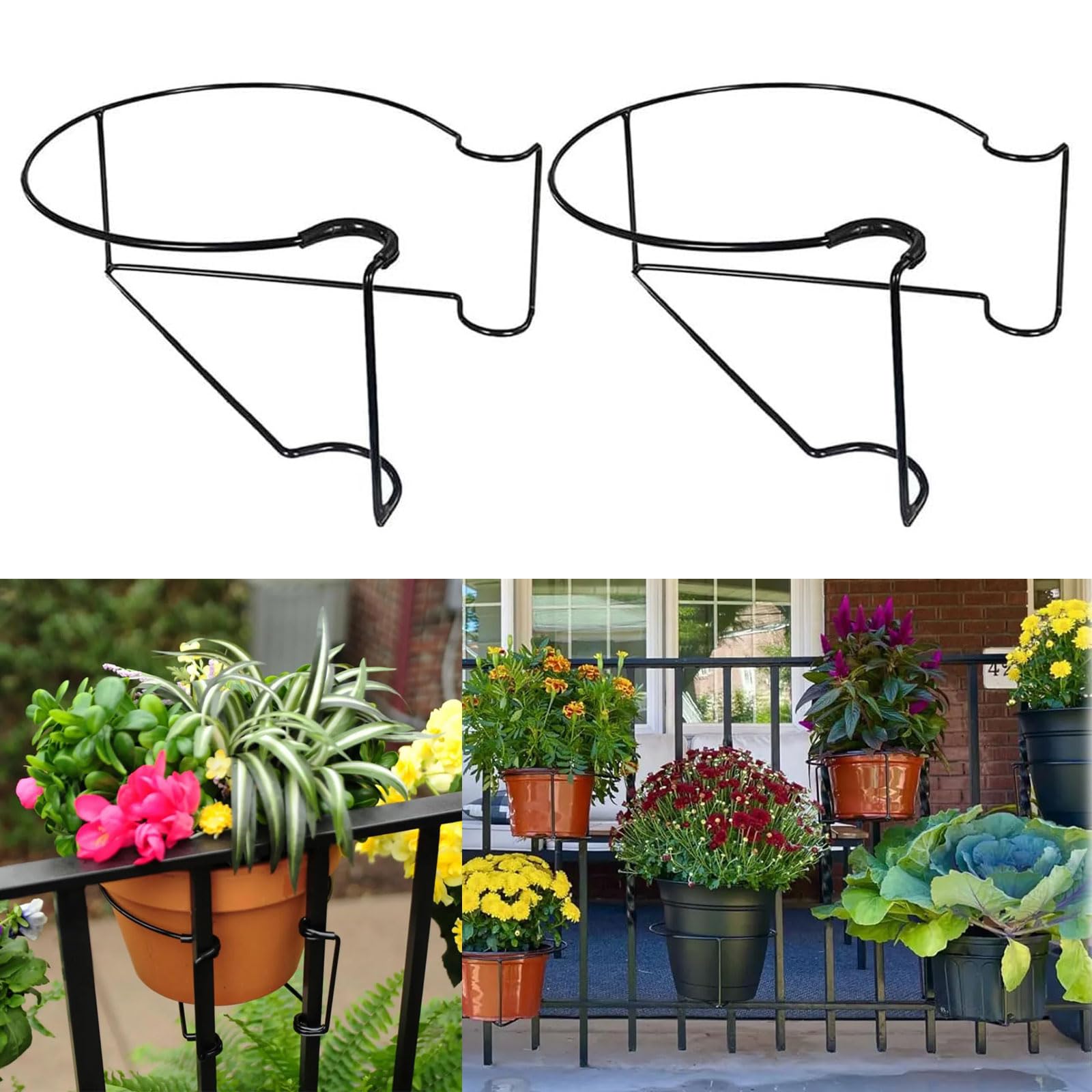 Floating Garden Railing Planter Shelf, Railing Planter Plant Clip ...