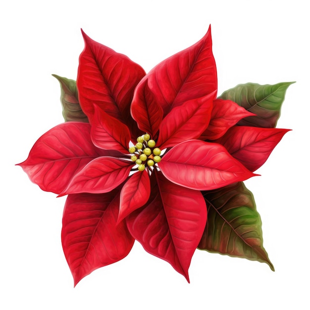 Premium Photo | Red watercolor poinsettia clip art on white ... - Clip ...