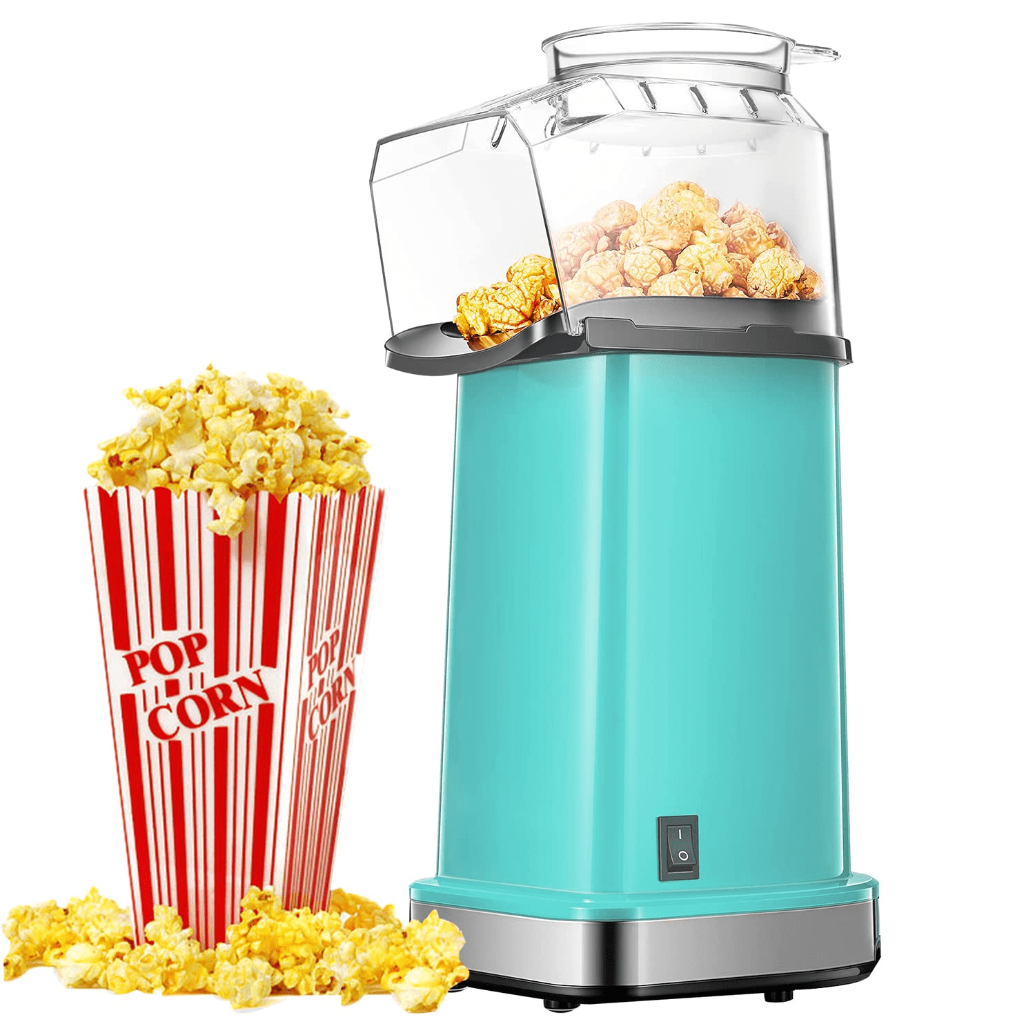 1400W Hot Air Popcorn Popper, 18cups Popcorn Maker with Measure Cup ...