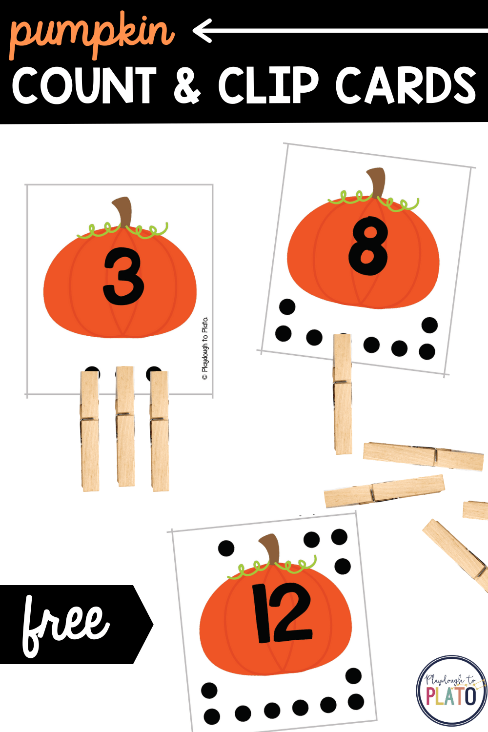 Pumpkin Count and Clip Cards - Playdough To Plato - Clip Art Library