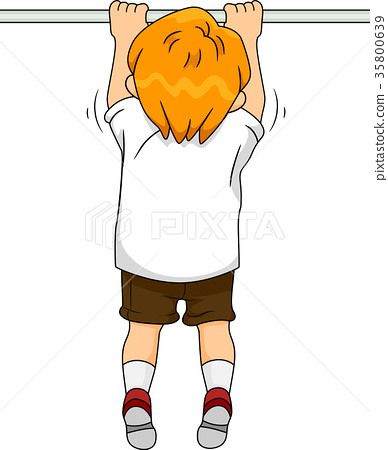 Kid Boy Fitness Pull Ups - Stock Illustration [35800639] - PIXTA - Clip ...