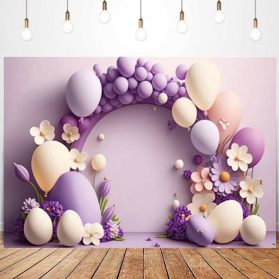 Purple Balloon Newborn 1st Birthday Backdrop for Photography Balloon ...