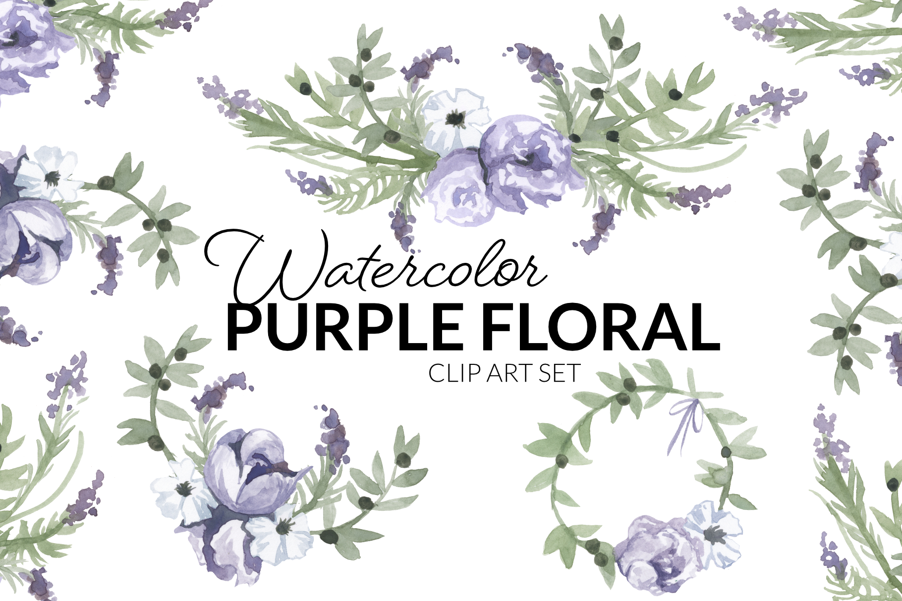 Purple Pastel Floral Borders Clipart | digitalpresscreation.com - Clip ...