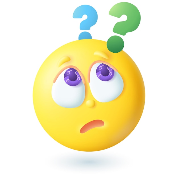 Premium Vector | 3d Cartoon Style Emoticon With Question Marks ...