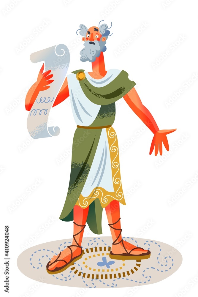 Ancient Roman empire man reading scroll of paper. Rome history and ...