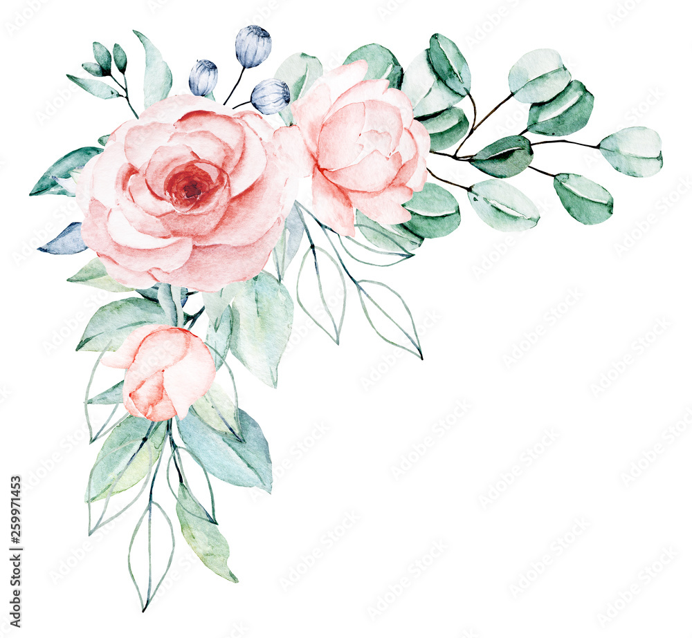 Watercolor flower bouquet. Floral clip art. Perfectly for print on ...