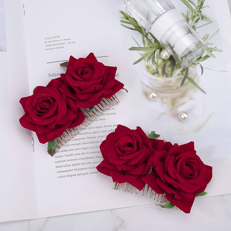 Rose Flower Hair Clips, Hair Pin Ladies Bridal Hair Accessories Clip On ...