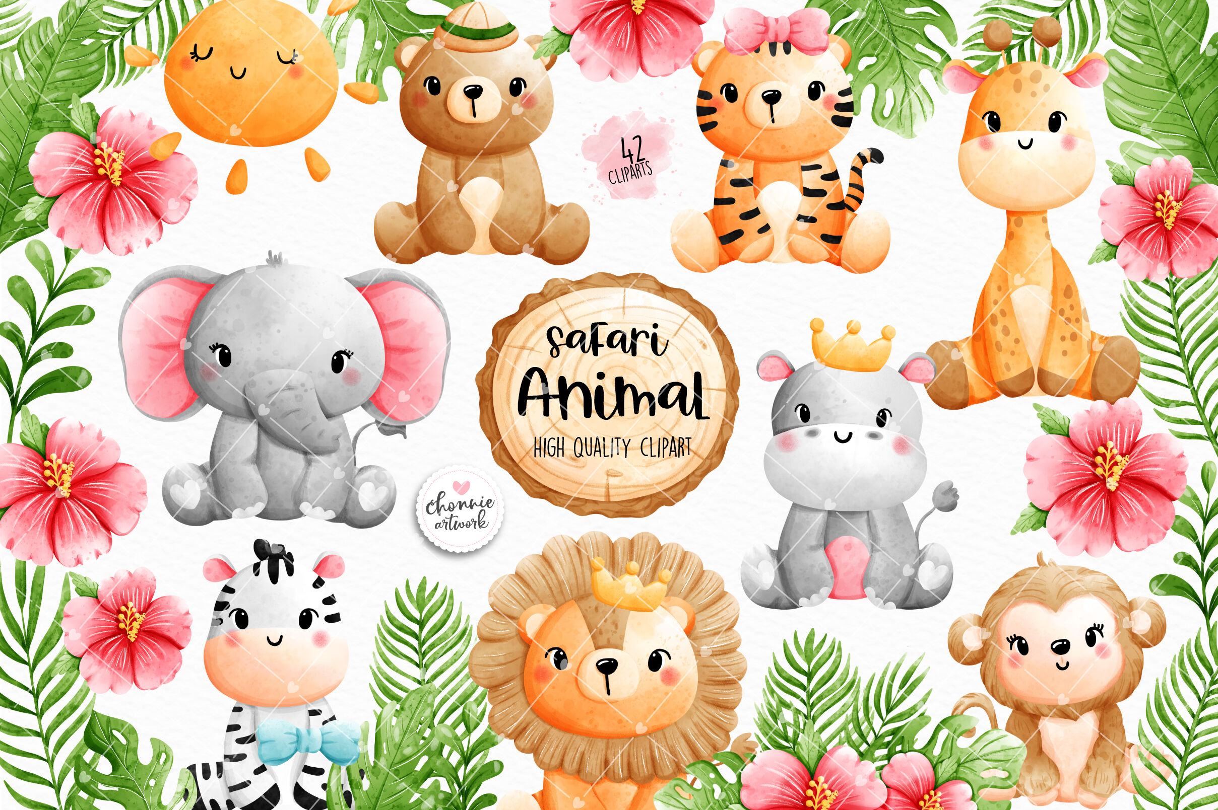 Safari animals clipart, jungle animal clipart, animal clipart ...