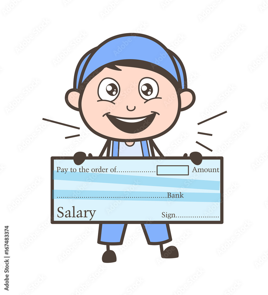 Cartoon Boy Showing Salary Cheque Vector Stock Vector | Adobe Stock ...