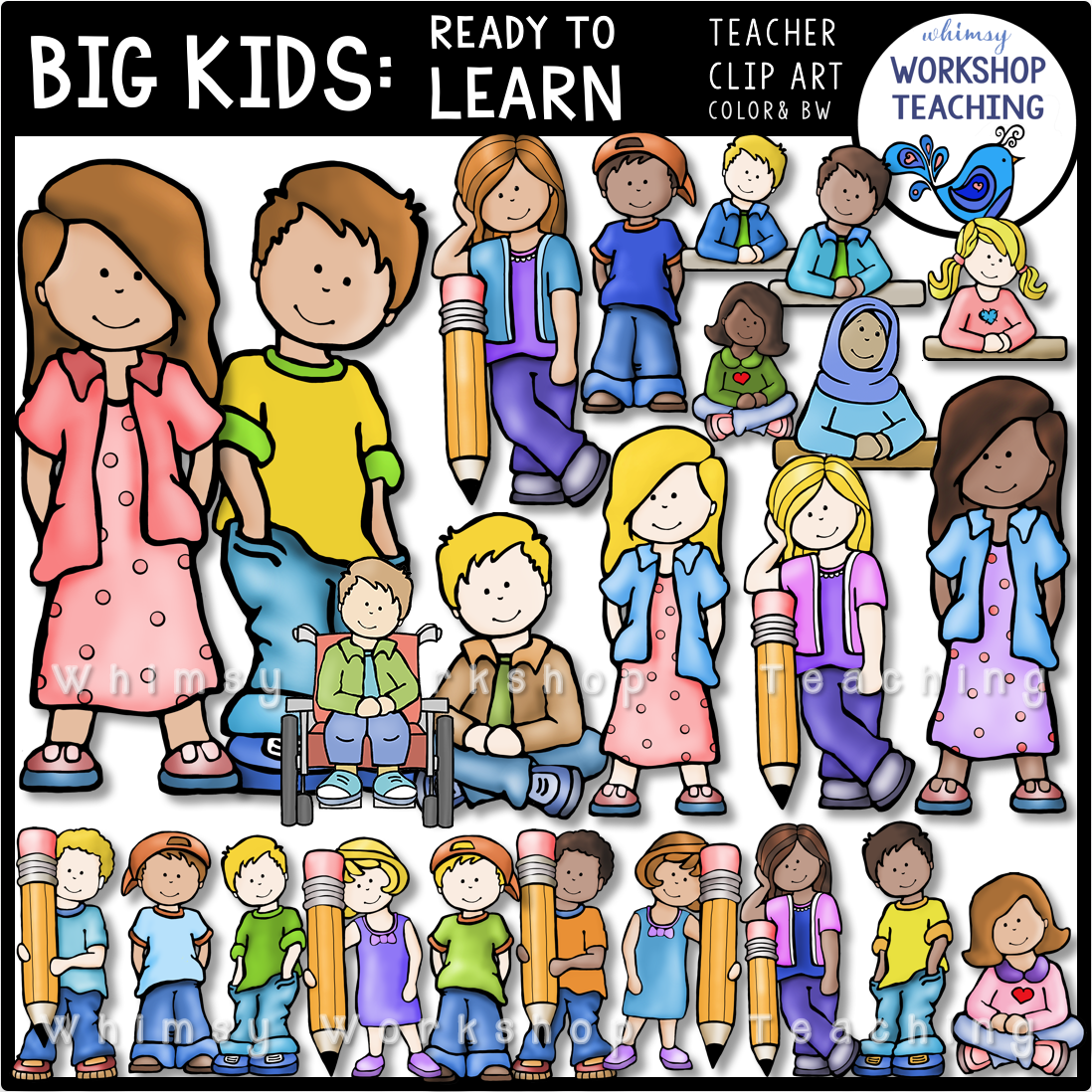 Big Kids at School - Whimsy Workshop Teaching - Clip Art Library