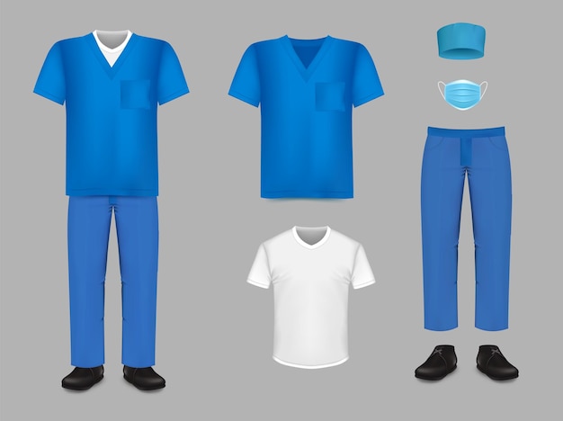 Premium Vector | Medical uniform scrub set vector isolated ... - Clip ...