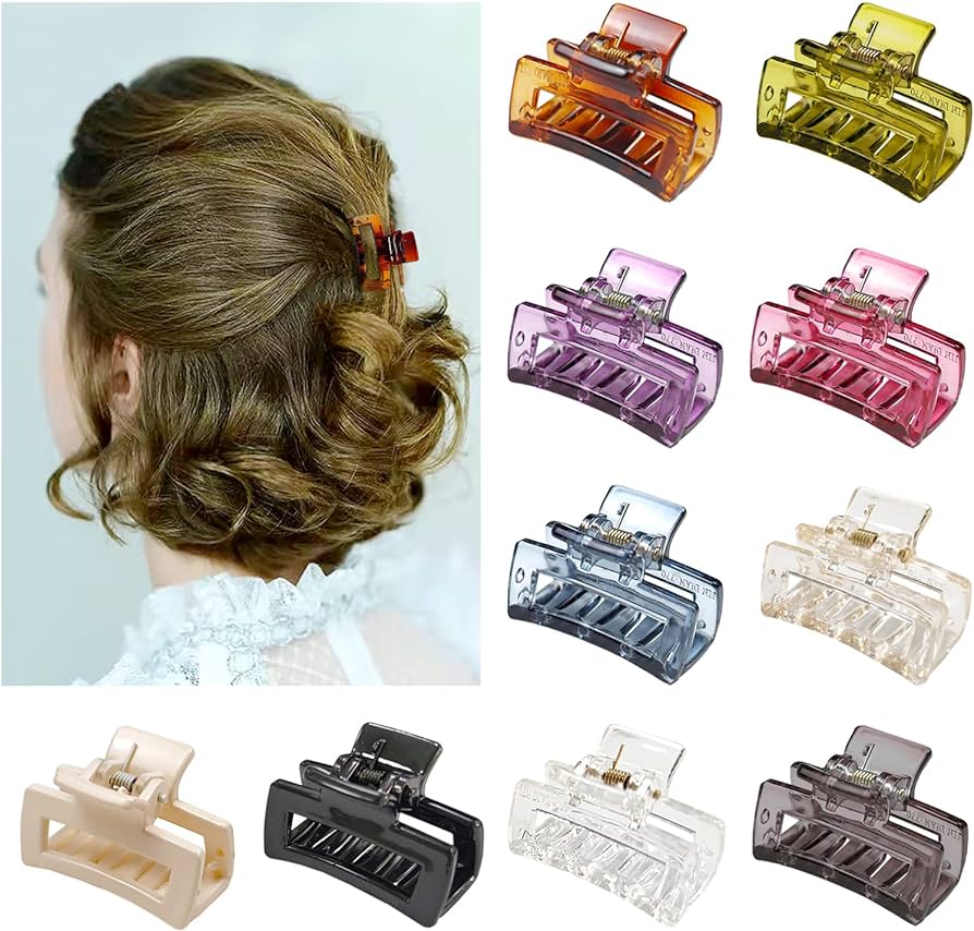 Kavya Small Hair Clips, Womens Thin Hair, Pack of 10 Hair Clips, Square ...