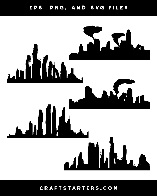 Apocalyptic Skyline Silhouette Clip Art - Clip Art Library