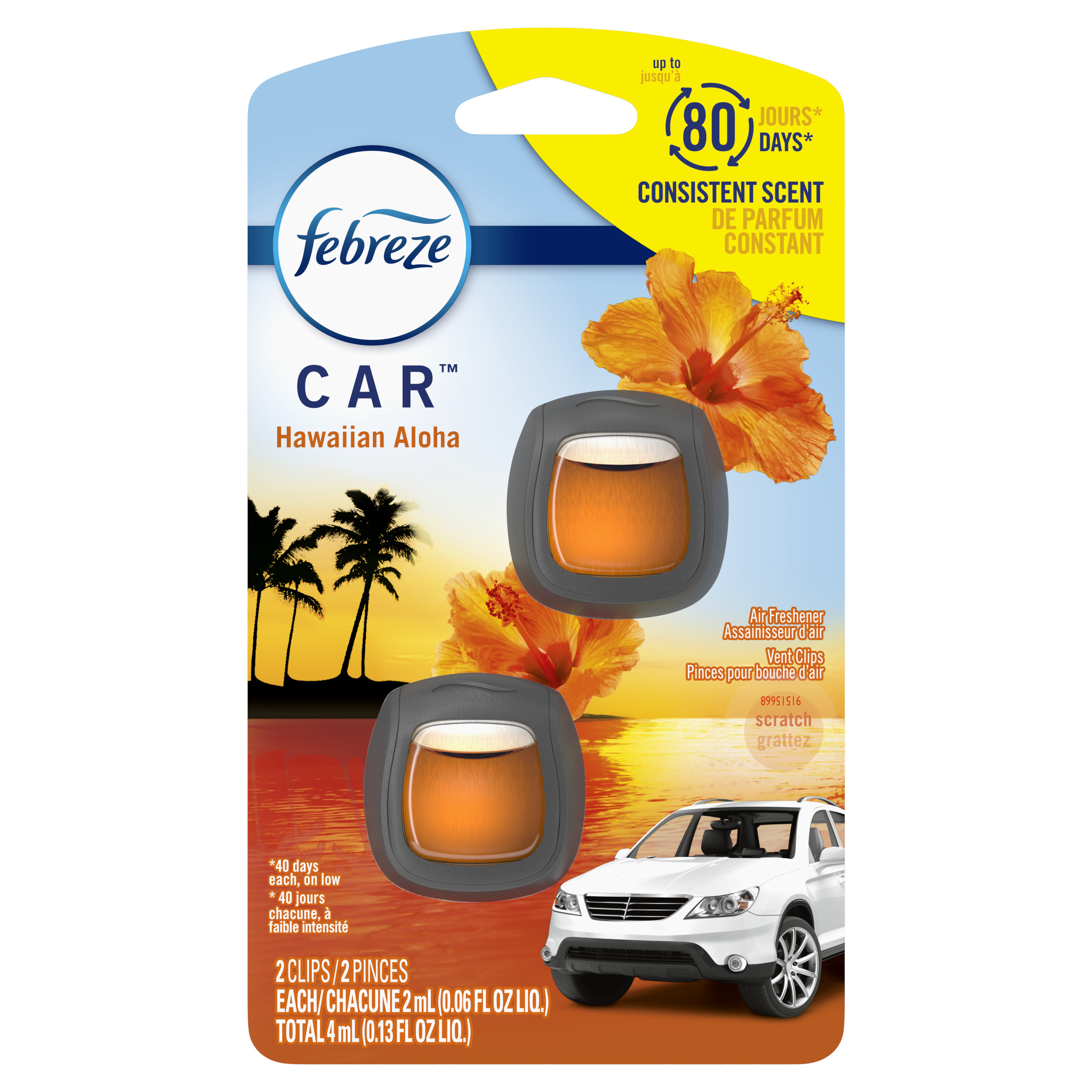 Febreze Car Air Freshener Vent Clip Heavy Duty Crisp Clean Scent, .06 ...