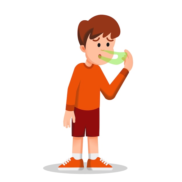 Premium Vector | A boy smells his very smelly breath - Clip Art Library