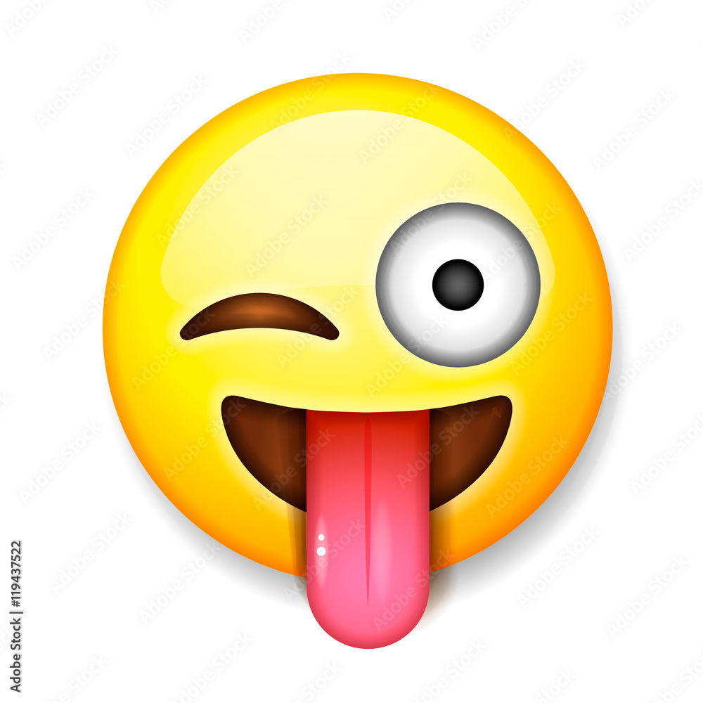 Emoji, smiling face with stuck-out tongue and winking eye Stock ...