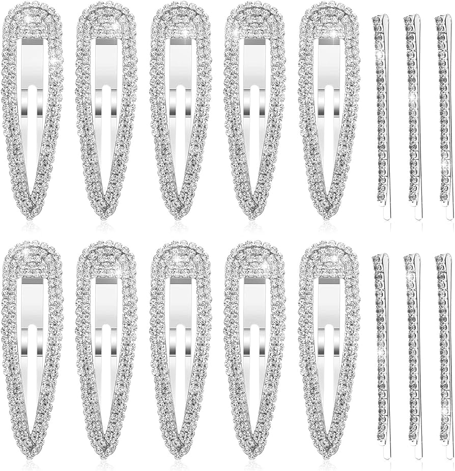 Pack of 16 Rhinestone Hair Clips Silver Bridal Hair Clip Sparkling ...