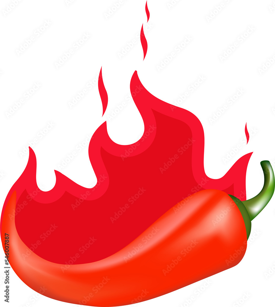 Chili Pepper Spice. Hot pepper sign with fire for packing spicy ...