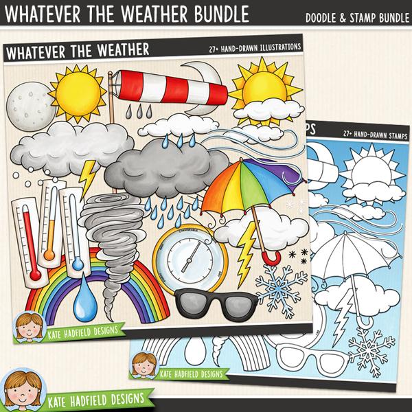 Whatever the Weather clip art and line art bundle - Clip Art Library