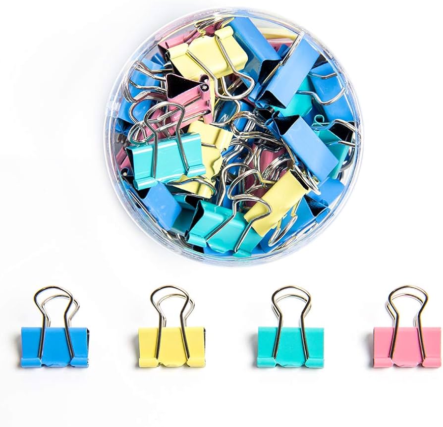 LanYing Pack of 40 Foldback Clips, Coloured Metal Paper Binder Clips ...