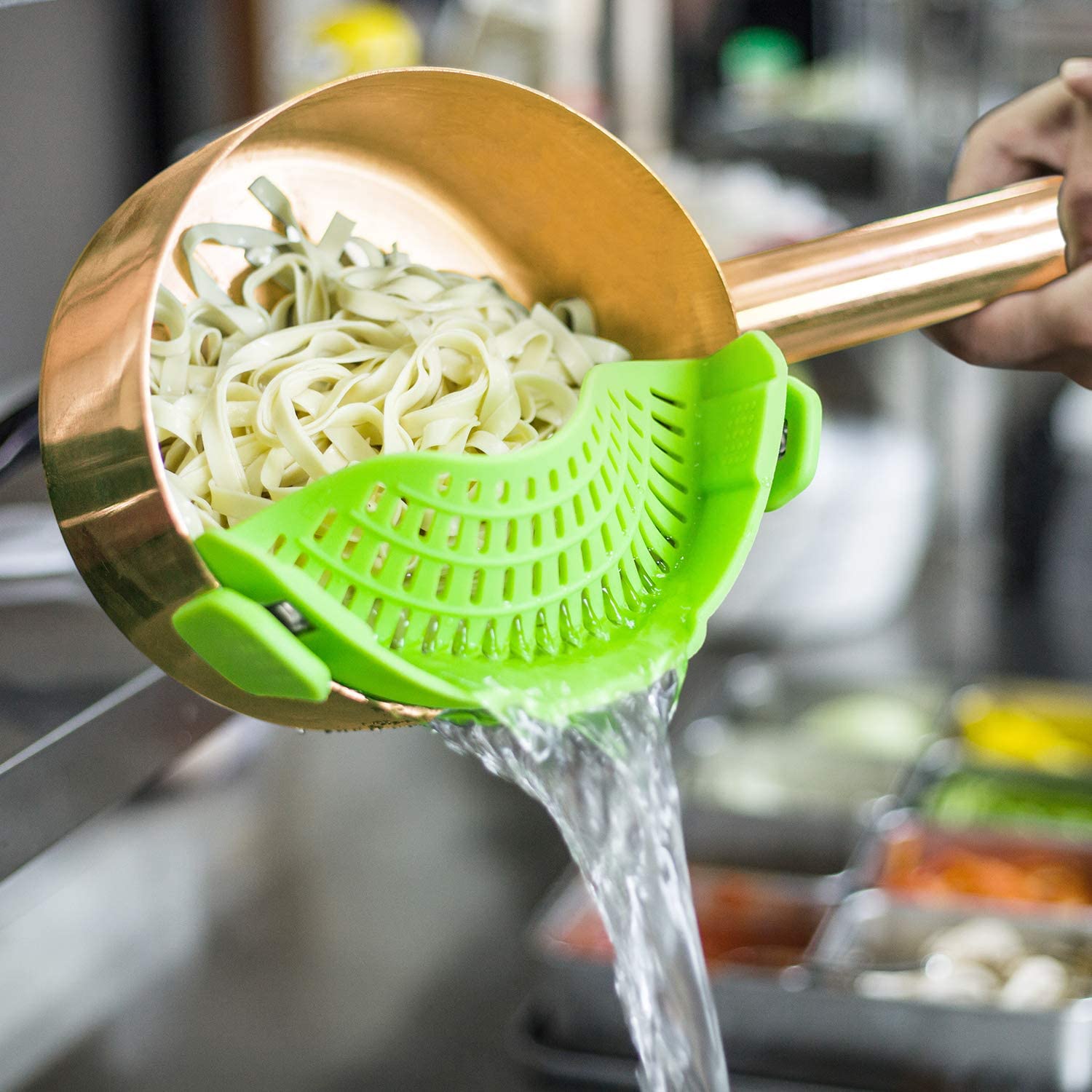 Pasta Strainer Kitchen Gadgets Strainers Colanders Silicone Clip On ...