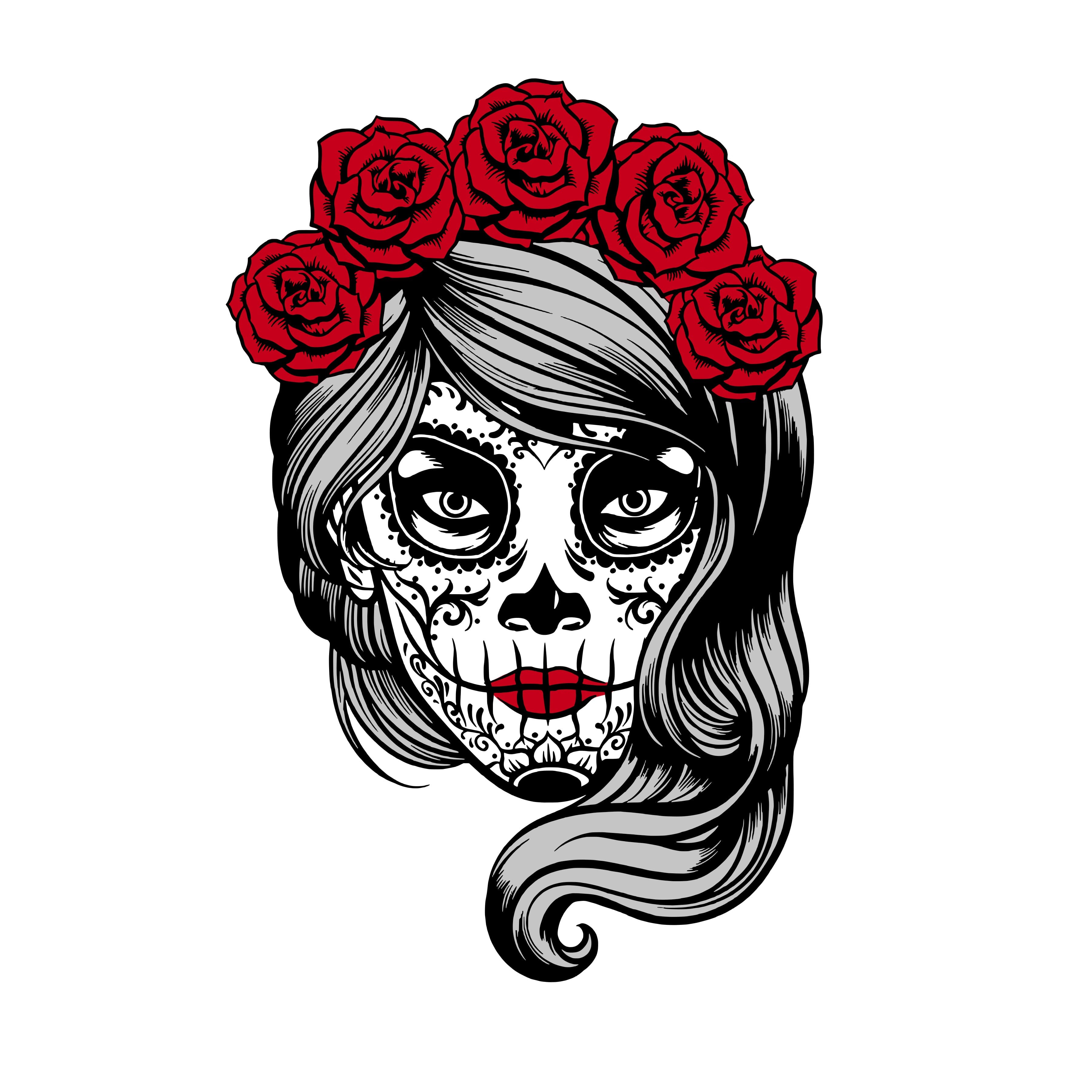 Free clip sugar skull with roses, Download Free clip sugar skull with ...