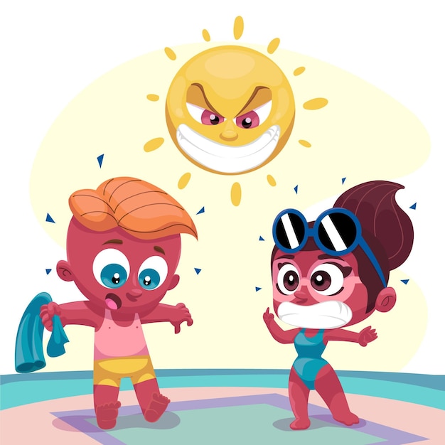 Free Vector | Cartoon different people with a sunburn - Clip Art Library