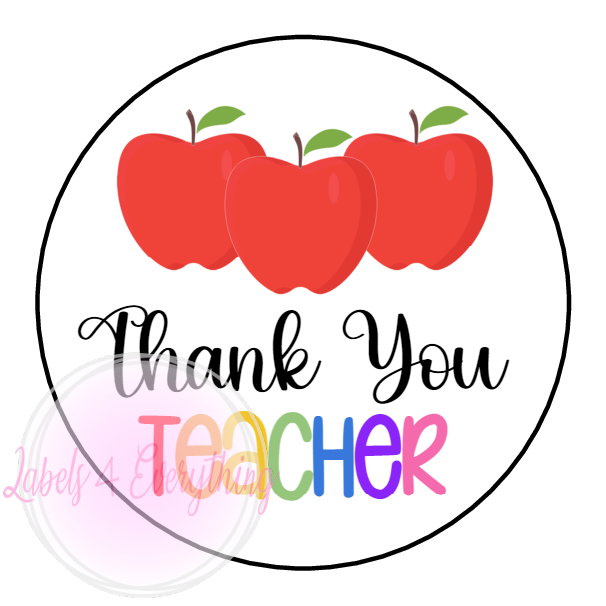 Thank You Teacher 3 Apples Stickers | Labels4Everything - Clip Art Library