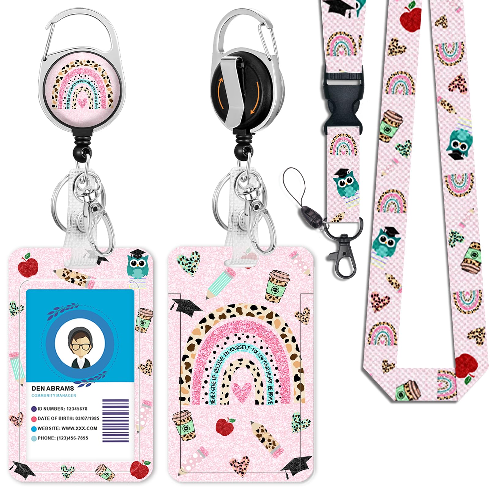 Amazon.com : Rainbow Teacher Lanyards for Id Badges, Cute Badge ...