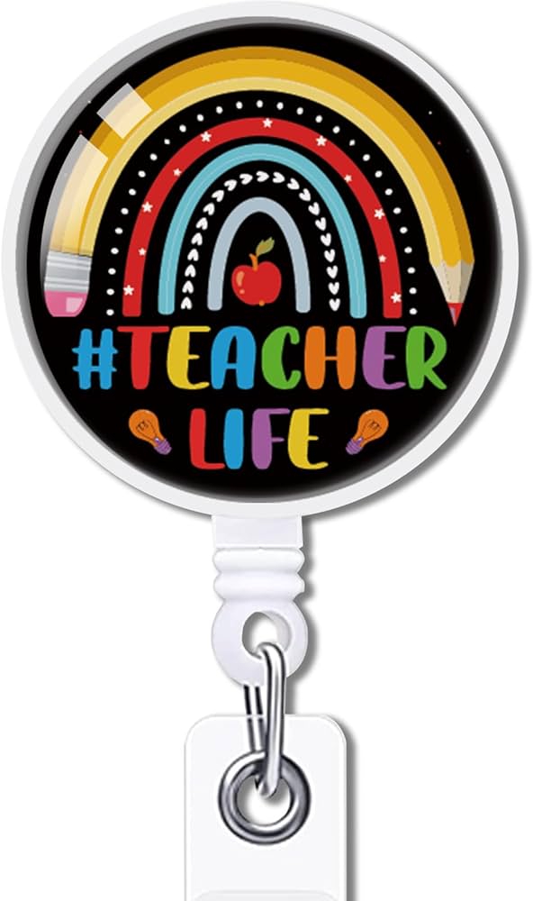 Teacher Retractable Badge Reel with Alligator Clip Teacher Life ID Card ...